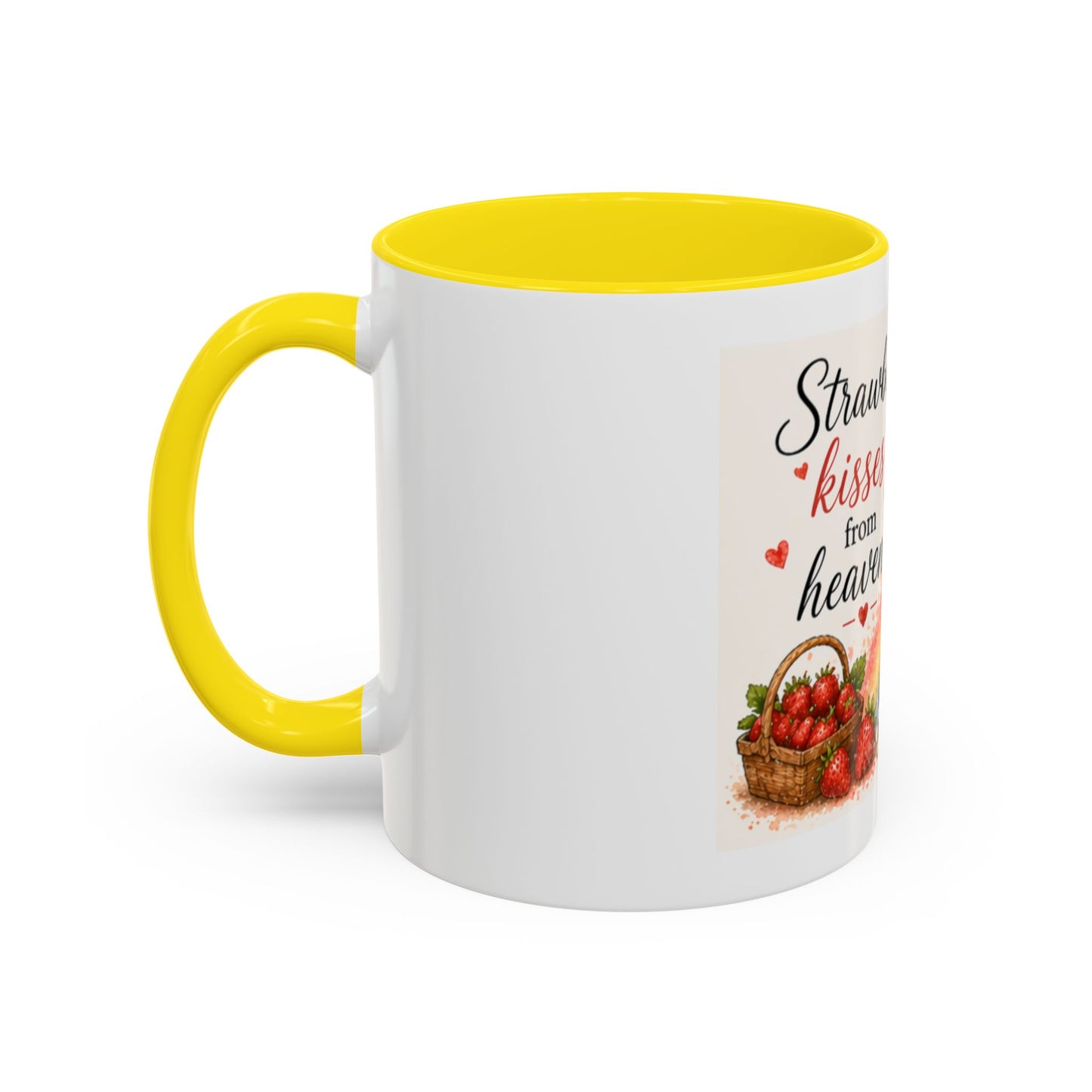 Strawberry Kisses From Heaven Accent Coffee Mug | Paw print, rainbow
