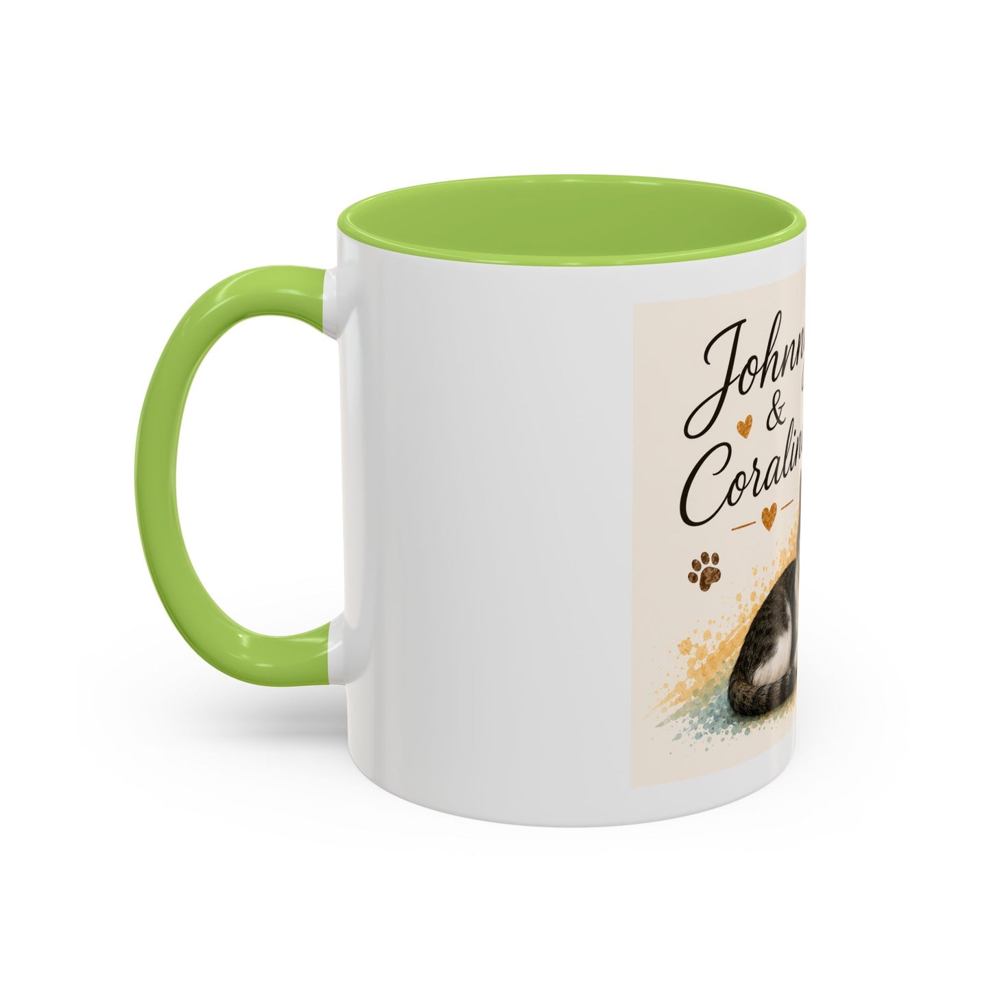 Johnny & Coraline Accent Coffee Mug | Paw print, rainbow