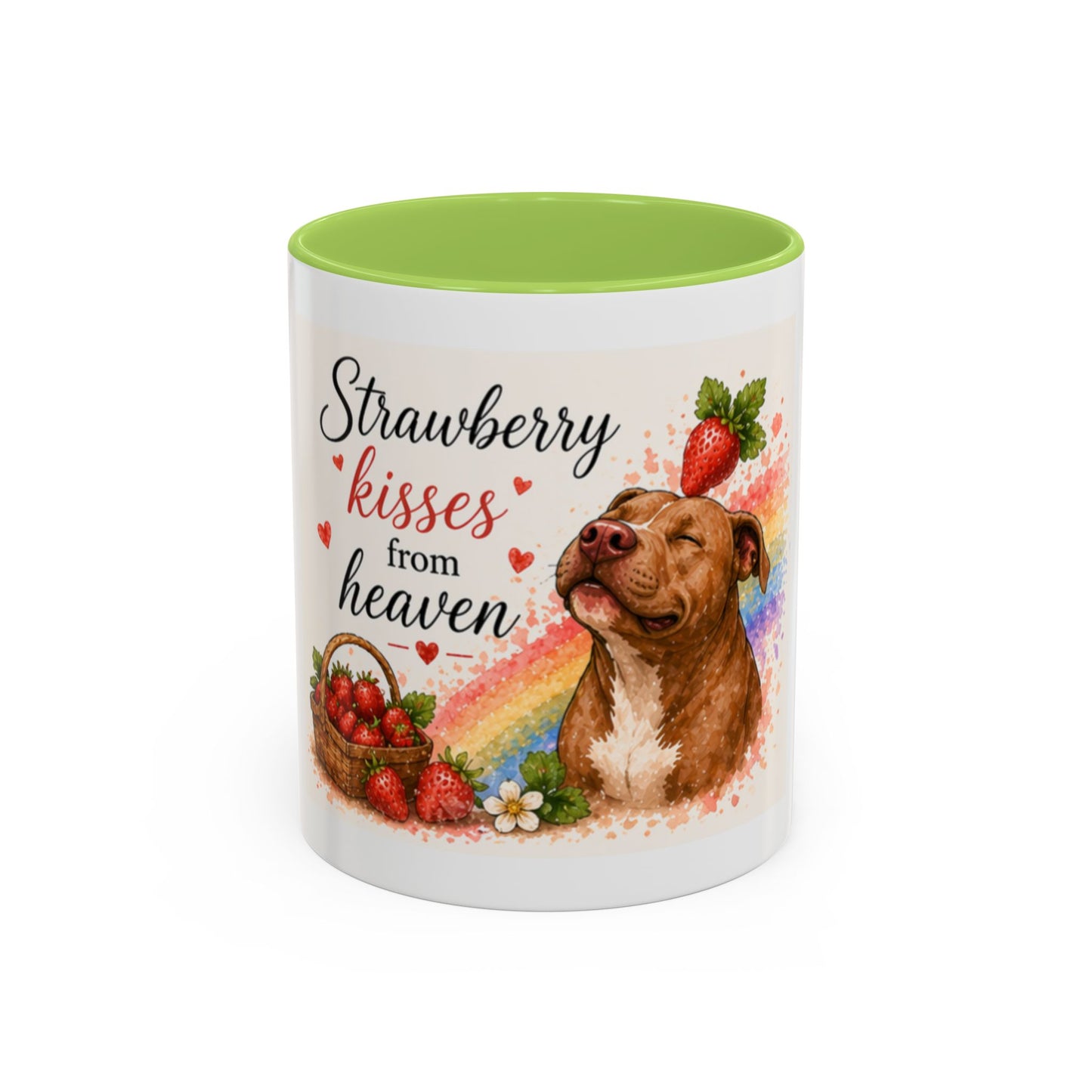 Strawberry Kisses From Heaven Accent Coffee Mug | Paw print, rainbow