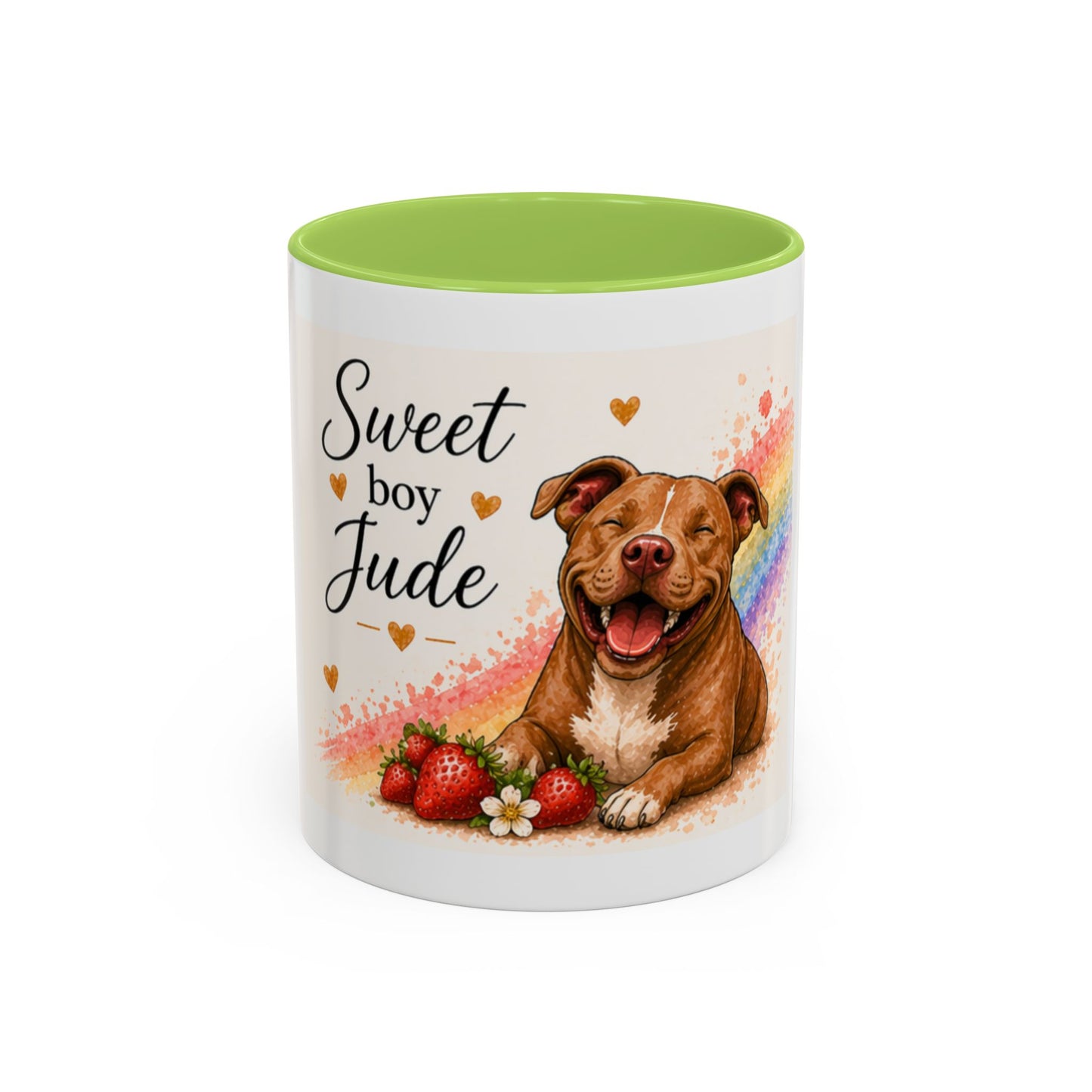 Sweet Boy Jude Accent Coffee Mug | Paw print, rainbow