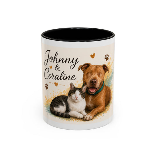 Johnny & Coraline Accent Coffee Mug | Paw print, rainbow