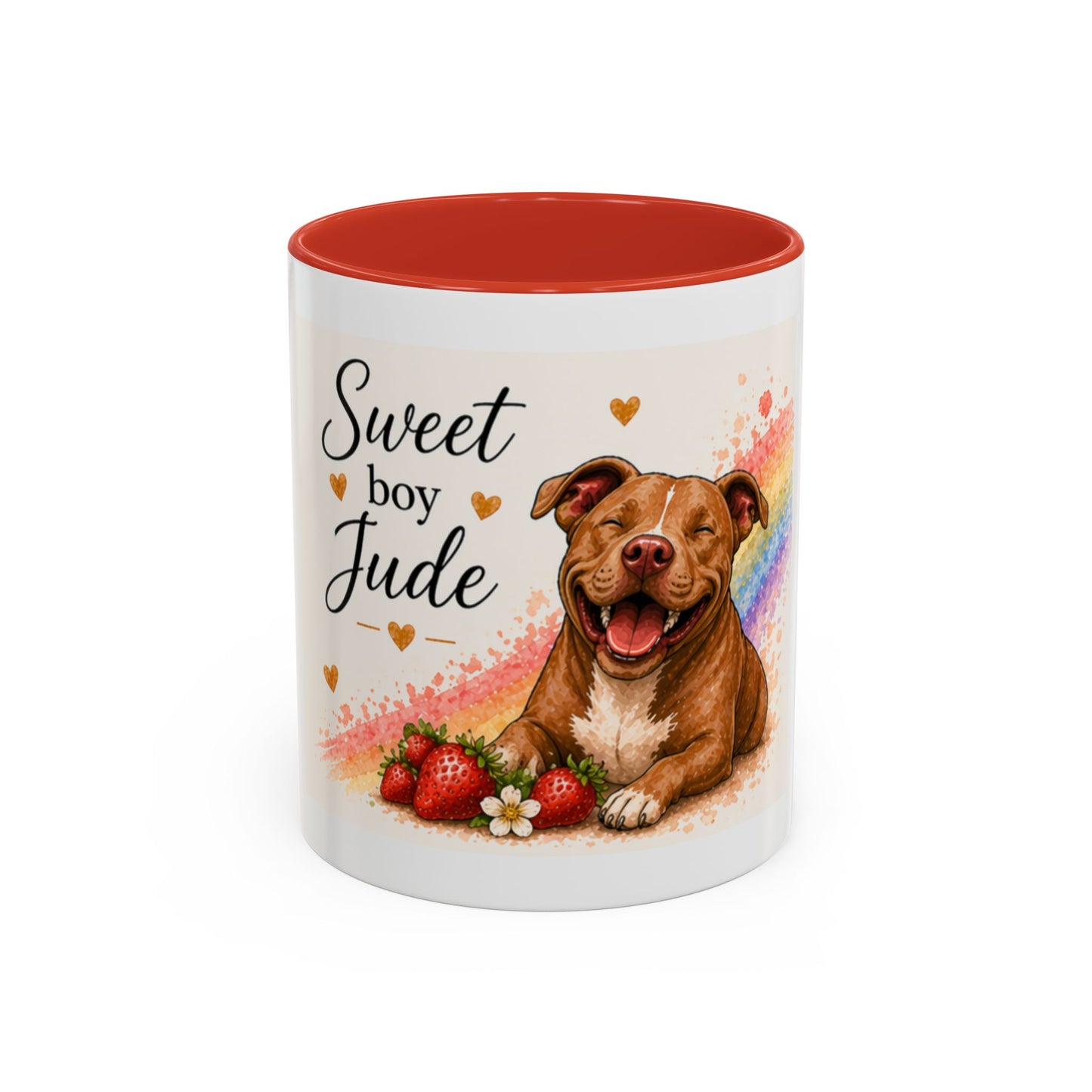 Sweet Boy Jude Accent Coffee Mug | Paw print, rainbow