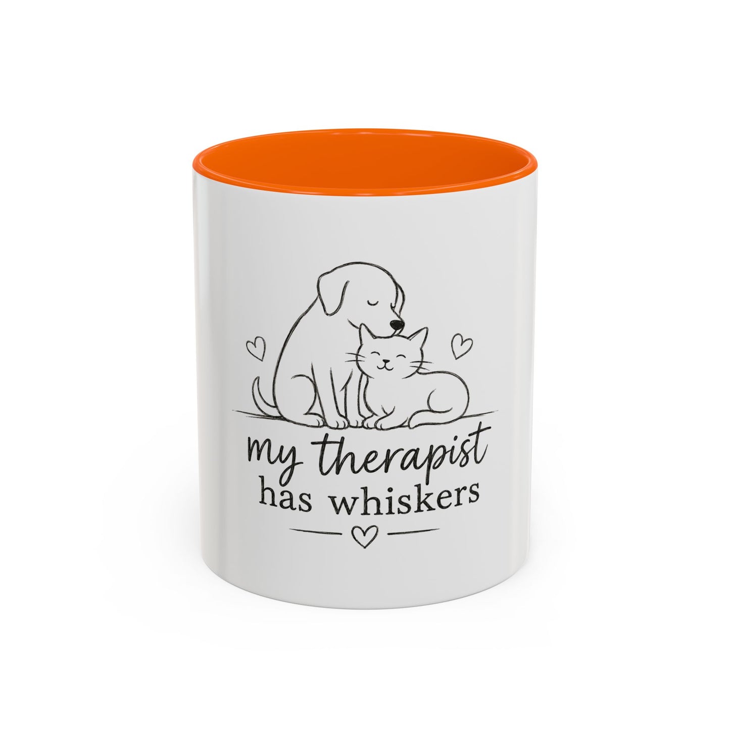 My Therapist Has Whiskers Mug | Cat and Dog Illustration Coffee Mug