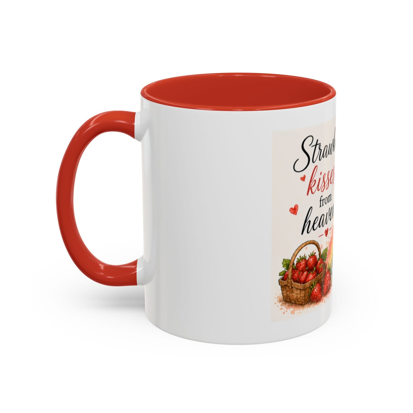 Strawberry Kisses From Heaven Accent Coffee Mug | Paw print, rainbow