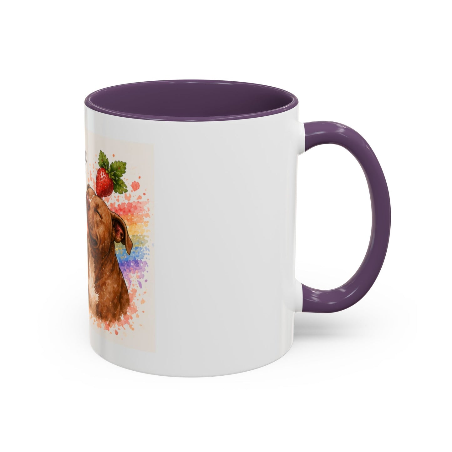 Strawberry Kisses From Heaven Accent Coffee Mug | Paw print, rainbow