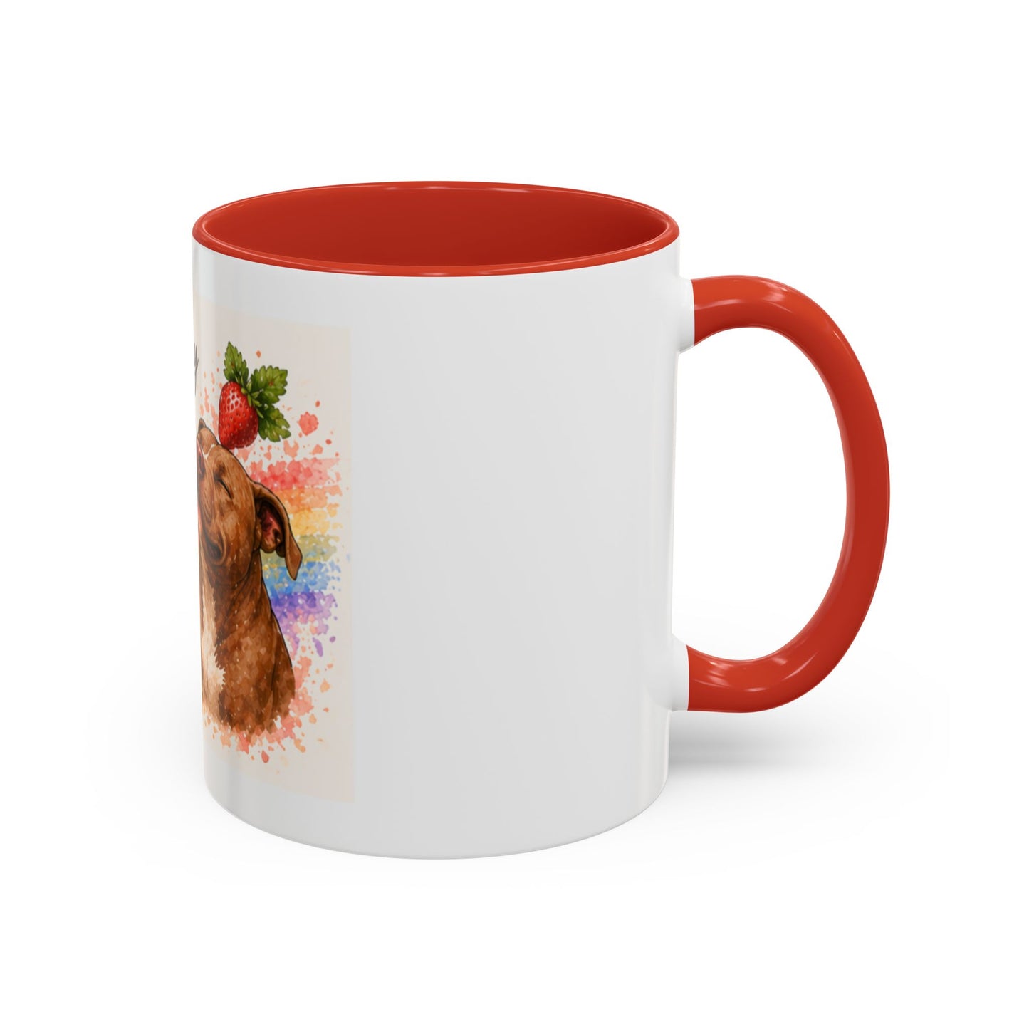 Strawberry Kisses From Heaven Accent Coffee Mug | Paw print, rainbow