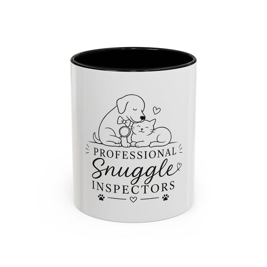 Professional  Snuggle Inspectors Mug | Cat and Dog Illustration Coffee Mug