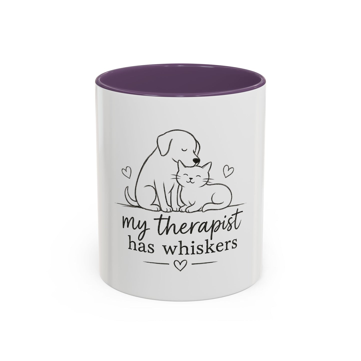 My Therapist Has Whiskers Mug | Cat and Dog Illustration Coffee Mug