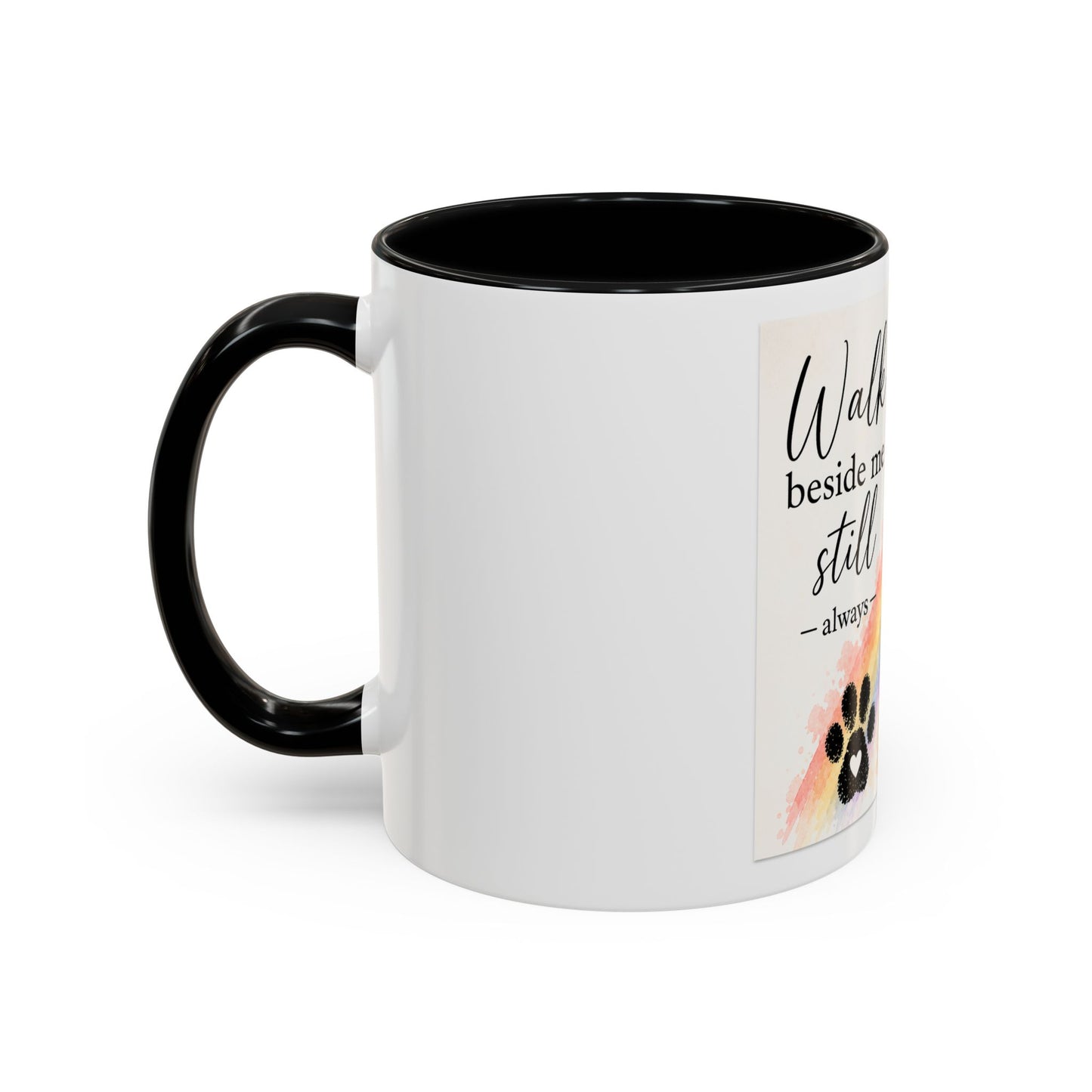 Jude - Walk Beside Me Accent Coffee Mug | Paw print, rainbow