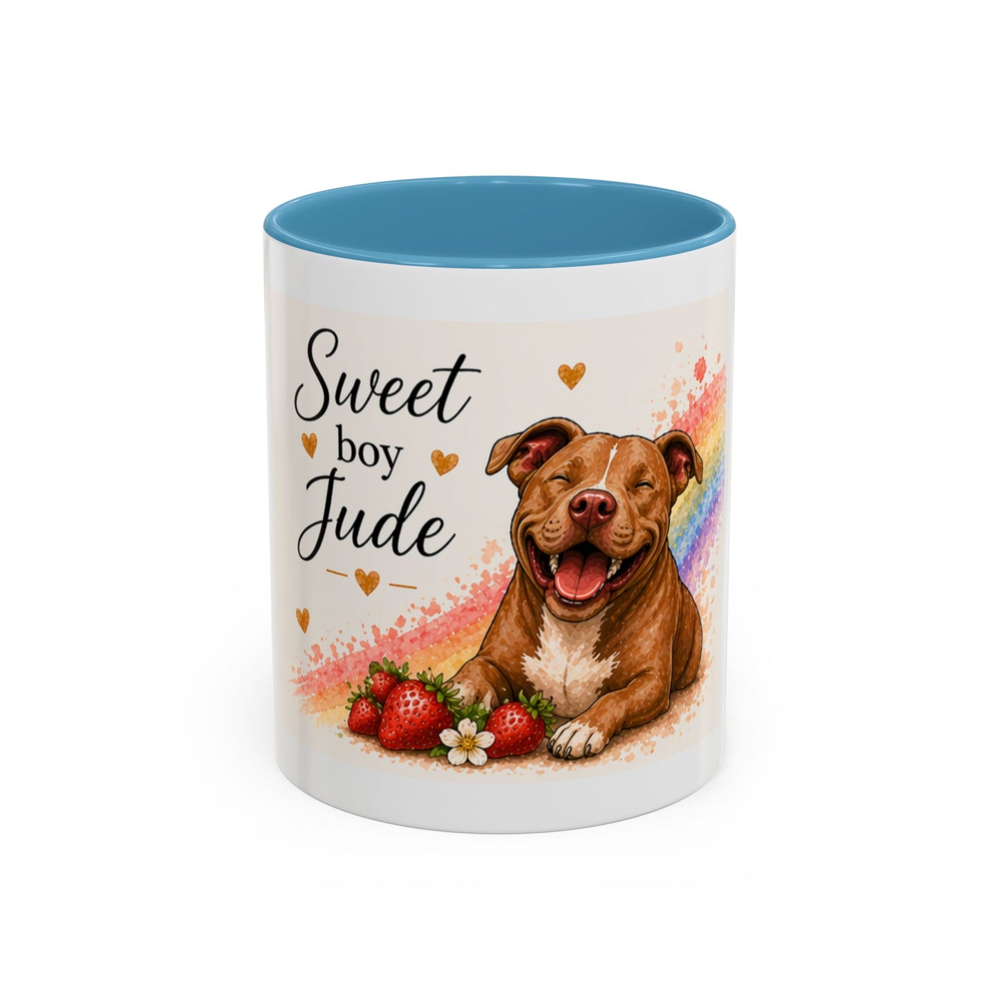 Sweet Boy Jude Accent Coffee Mug | Paw print, rainbow