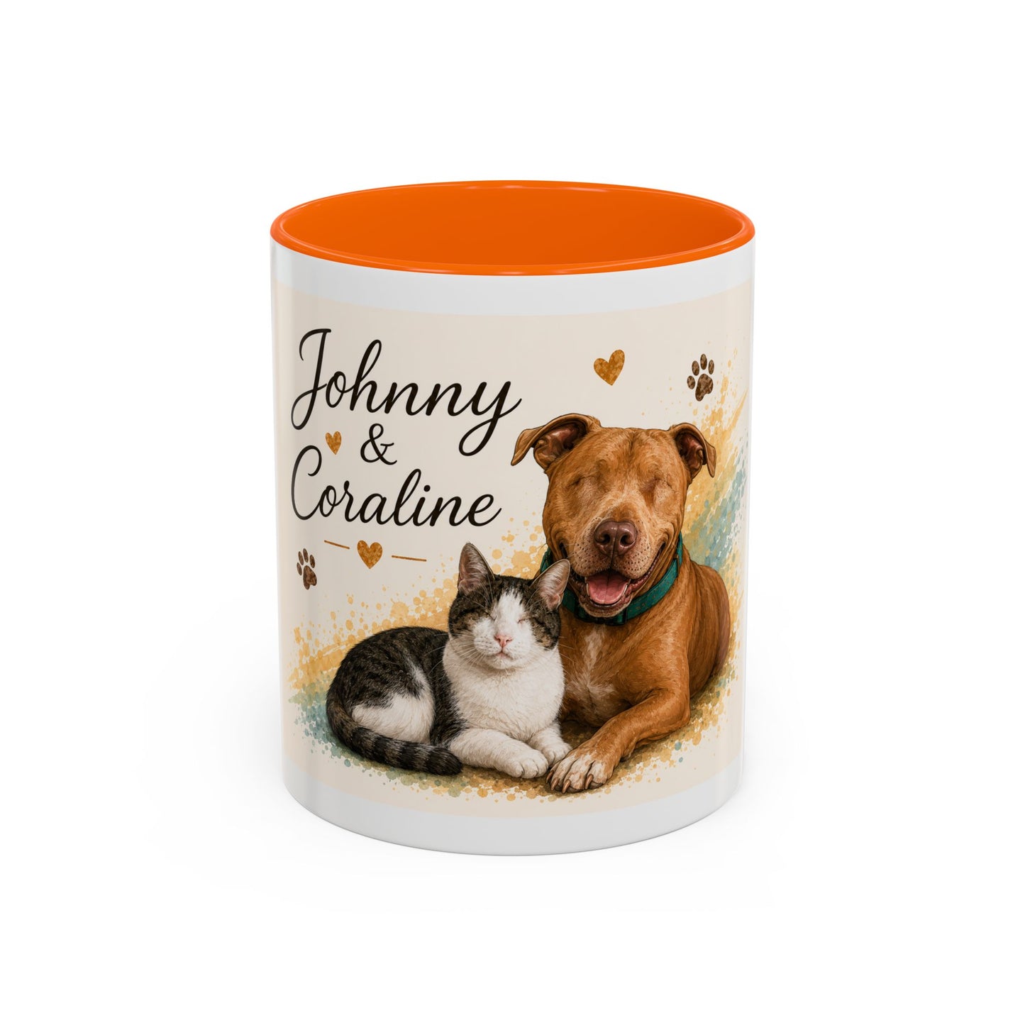 Johnny & Coraline Accent Coffee Mug | Paw print, rainbow