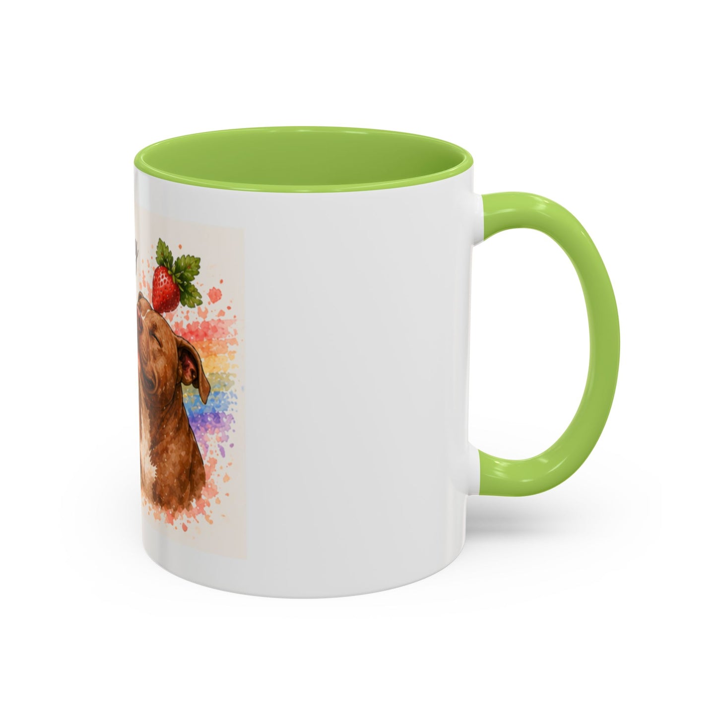 Strawberry Kisses From Heaven Accent Coffee Mug | Paw print, rainbow