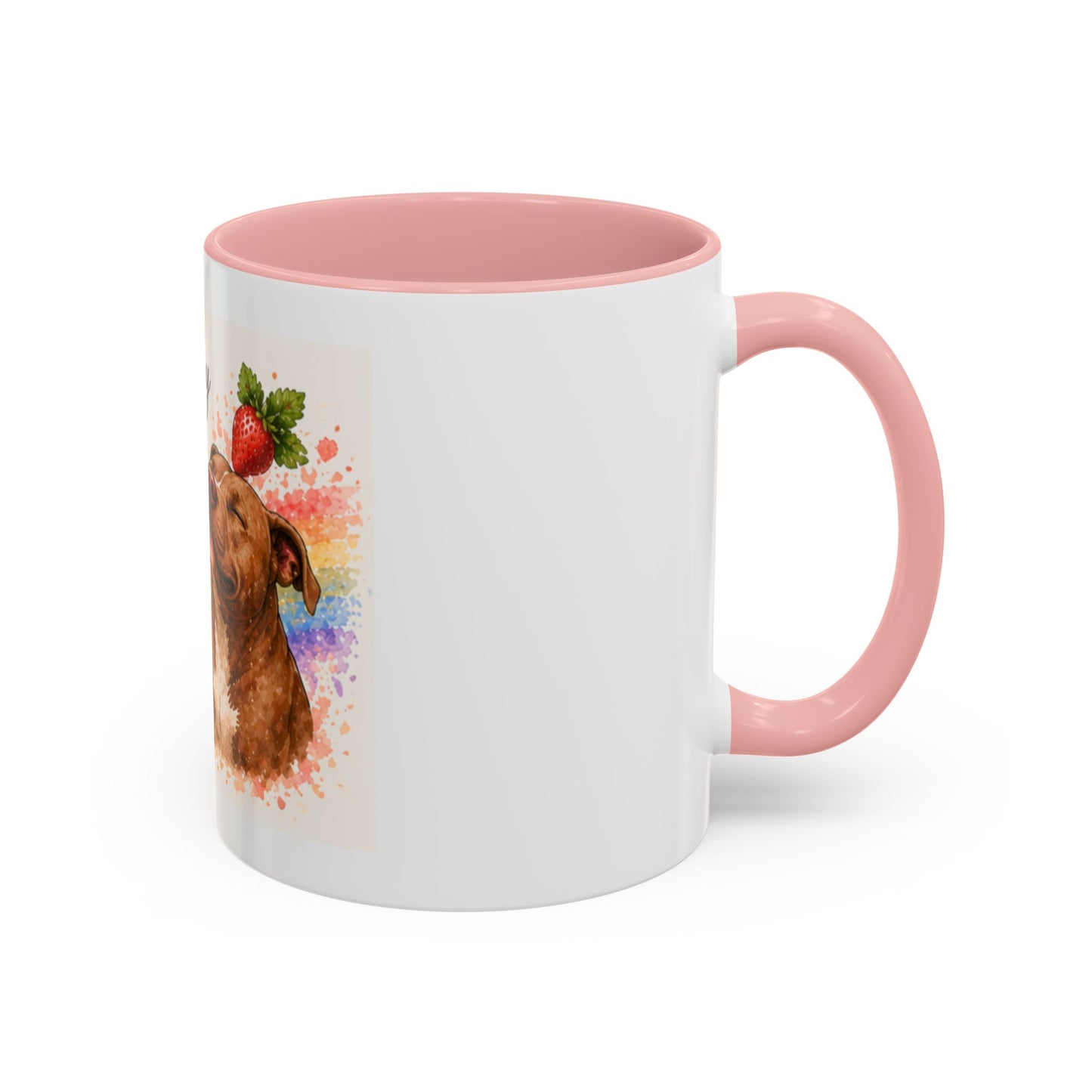 Strawberry Kisses From Heaven Accent Coffee Mug | Paw print, rainbow