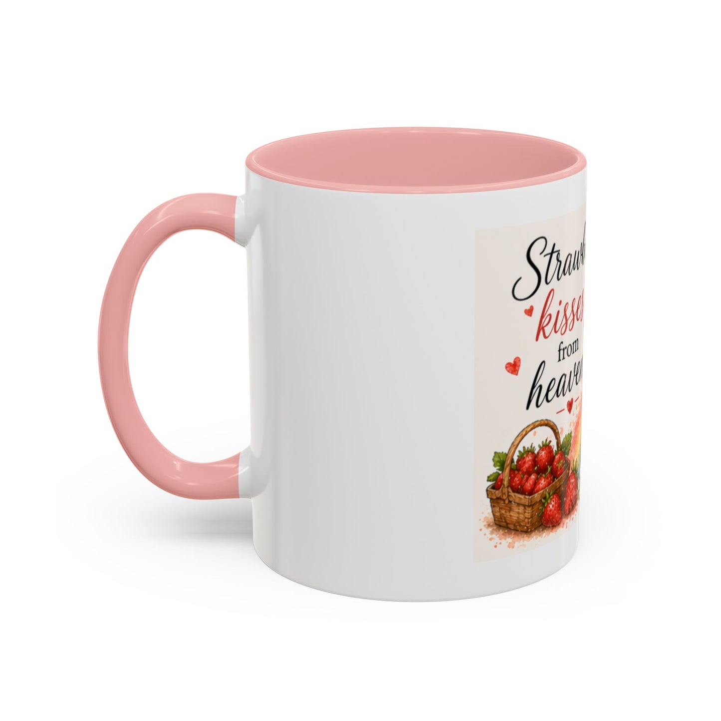 Strawberry Kisses From Heaven Accent Coffee Mug | Paw print, rainbow