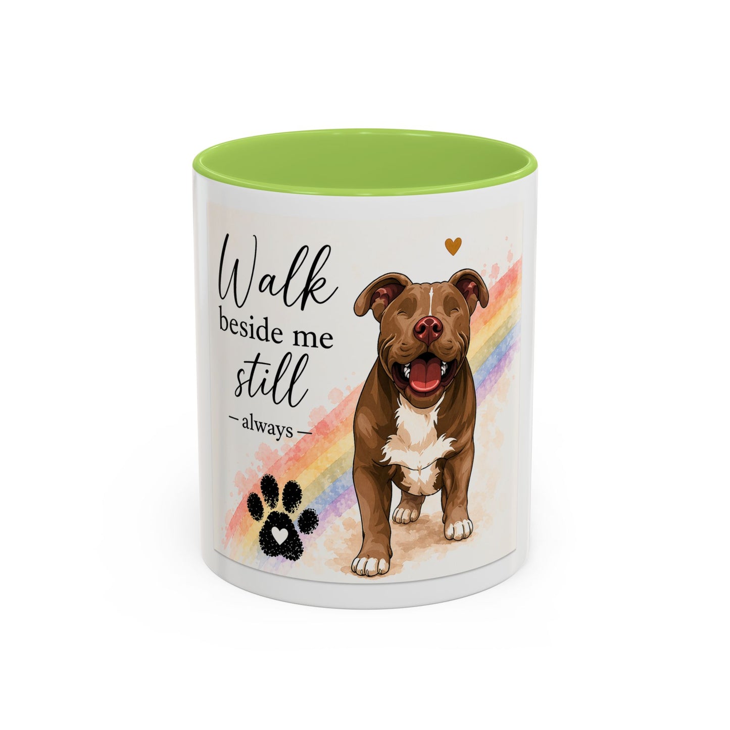 Jude - Walk Beside Me Accent Coffee Mug | Paw print, rainbow