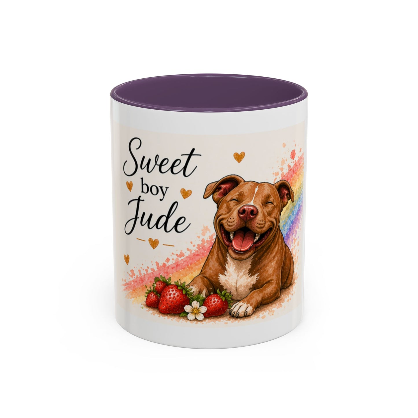 Sweet Boy Jude Accent Coffee Mug | Paw print, rainbow
