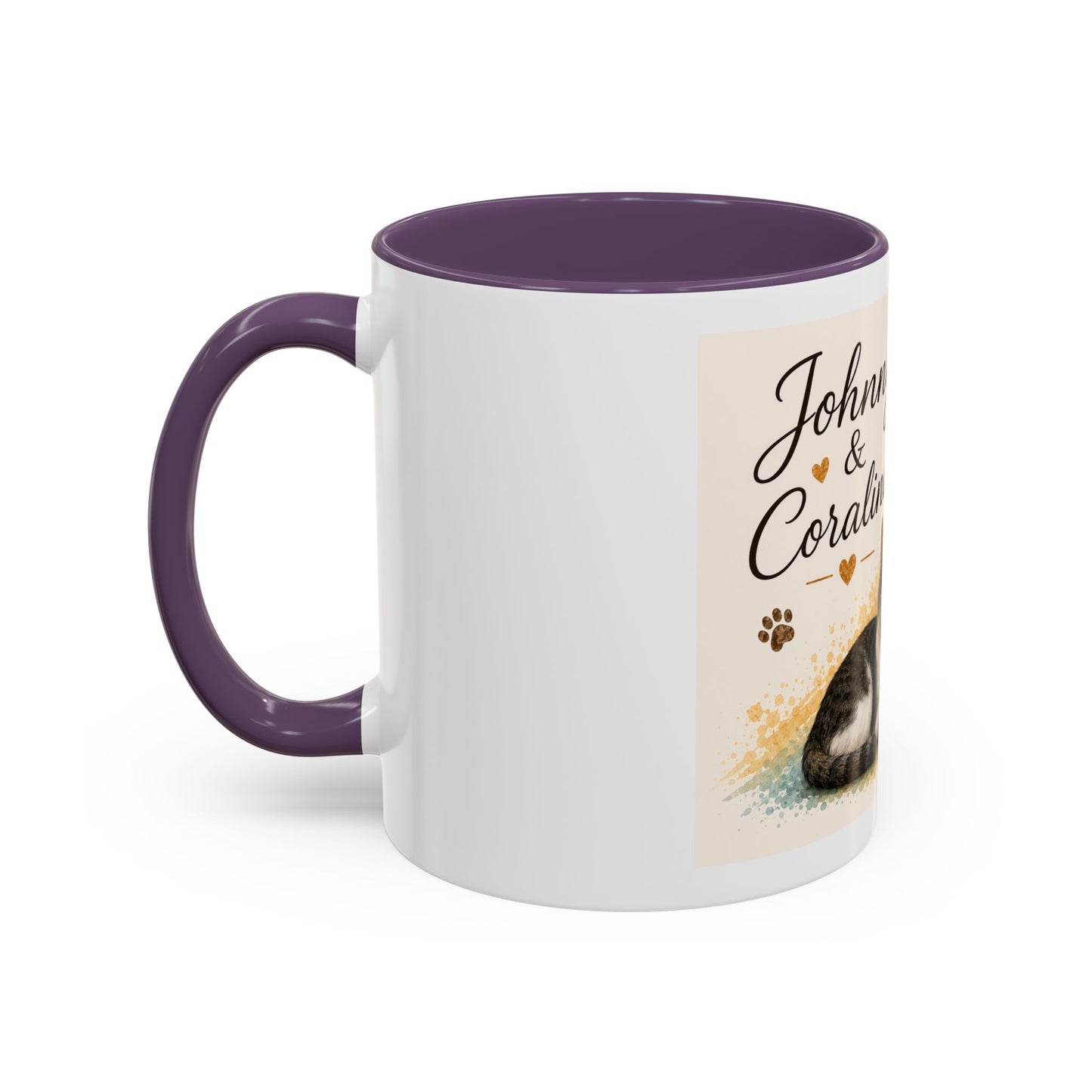 Johnny & Coraline Accent Coffee Mug | Paw print, rainbow