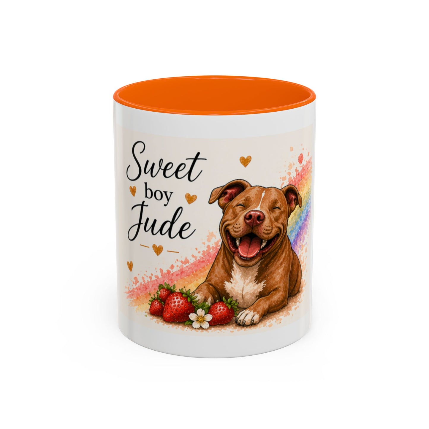 Sweet Boy Jude Accent Coffee Mug | Paw print, rainbow