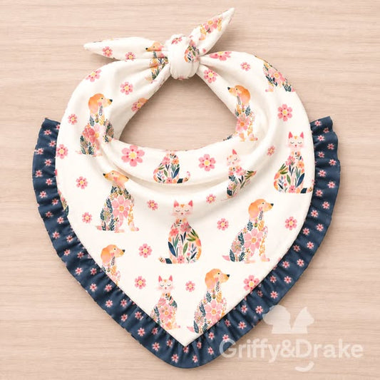 GRIFFY & DRAKE - "Petal Pets" Ruffle Bandana SMALL - IN STOCK ITEM