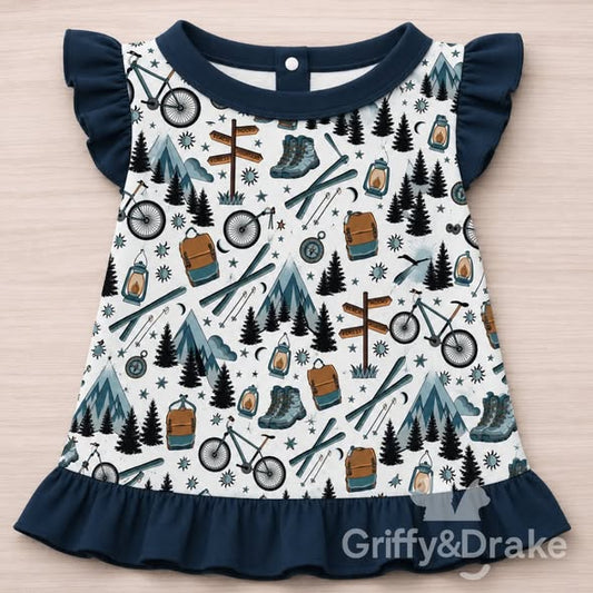 GRIFFY & DRAKE - "Adventure Awaits" Ruffle Shirt - MEDIUM - IN STOCK ITEM