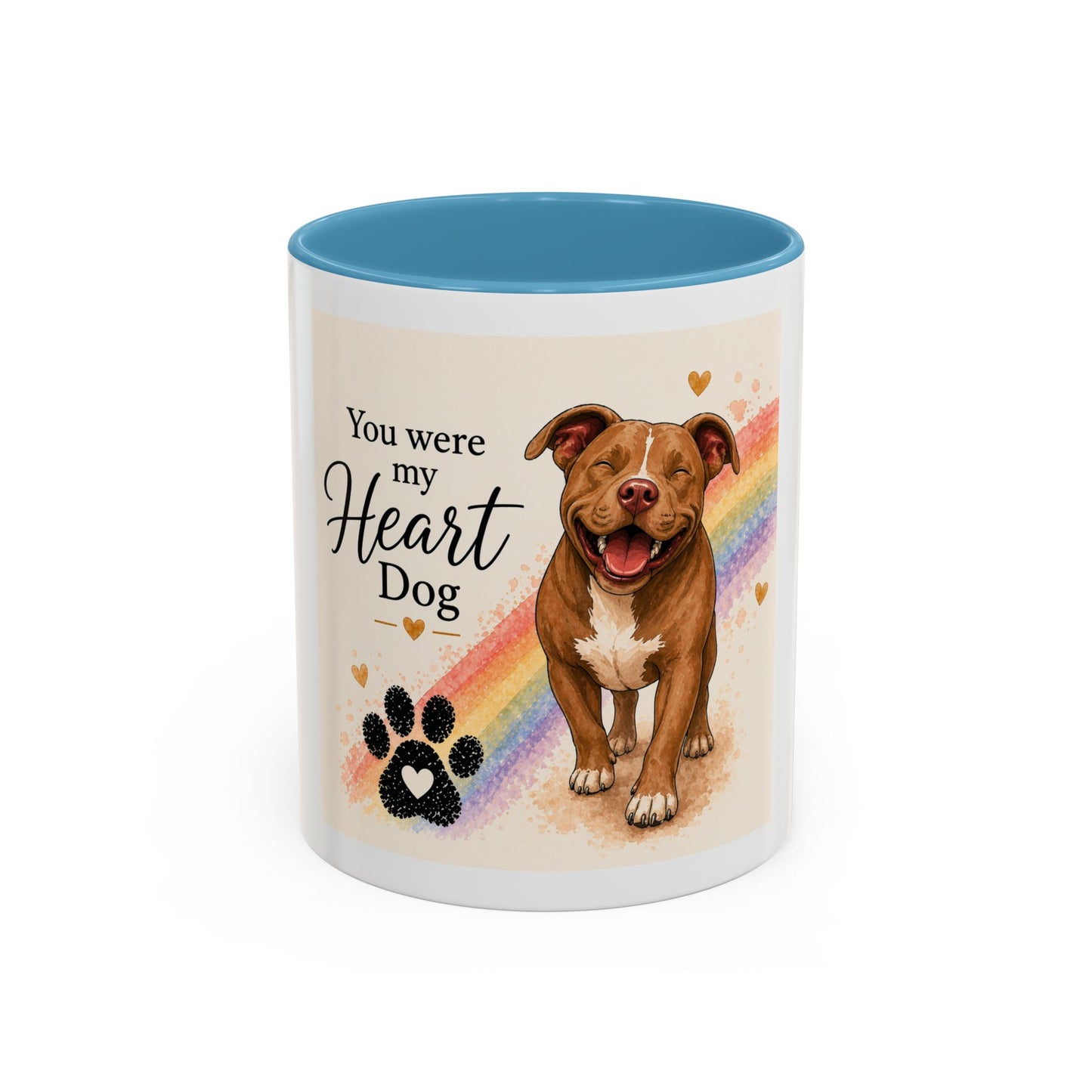 You Were My Heart Dog Accent Coffee Mug | Paw print, rainbow