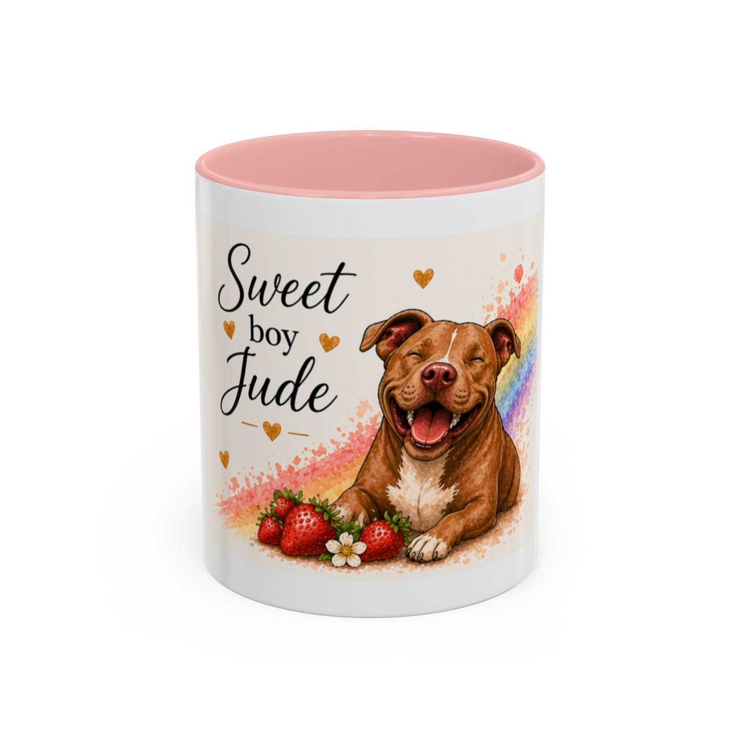 Sweet Boy Jude Accent Coffee Mug | Paw print, rainbow