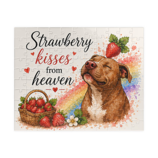 Strawberry Kisses From Heaven Jude Memorial Puzzle — Heartfelt Pet Tribute Jigsaw (110–1014 pcs)