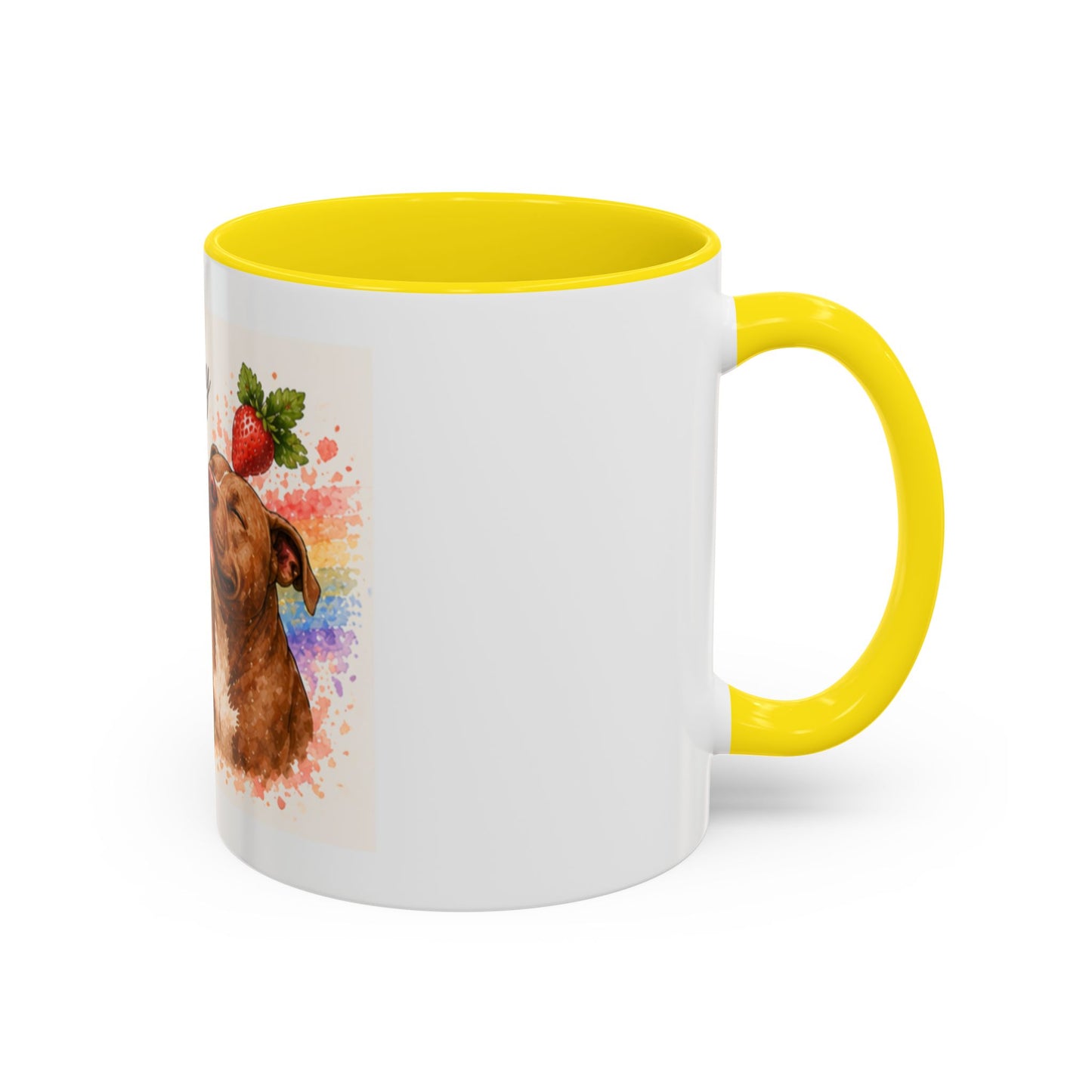 Strawberry Kisses From Heaven Accent Coffee Mug | Paw print, rainbow