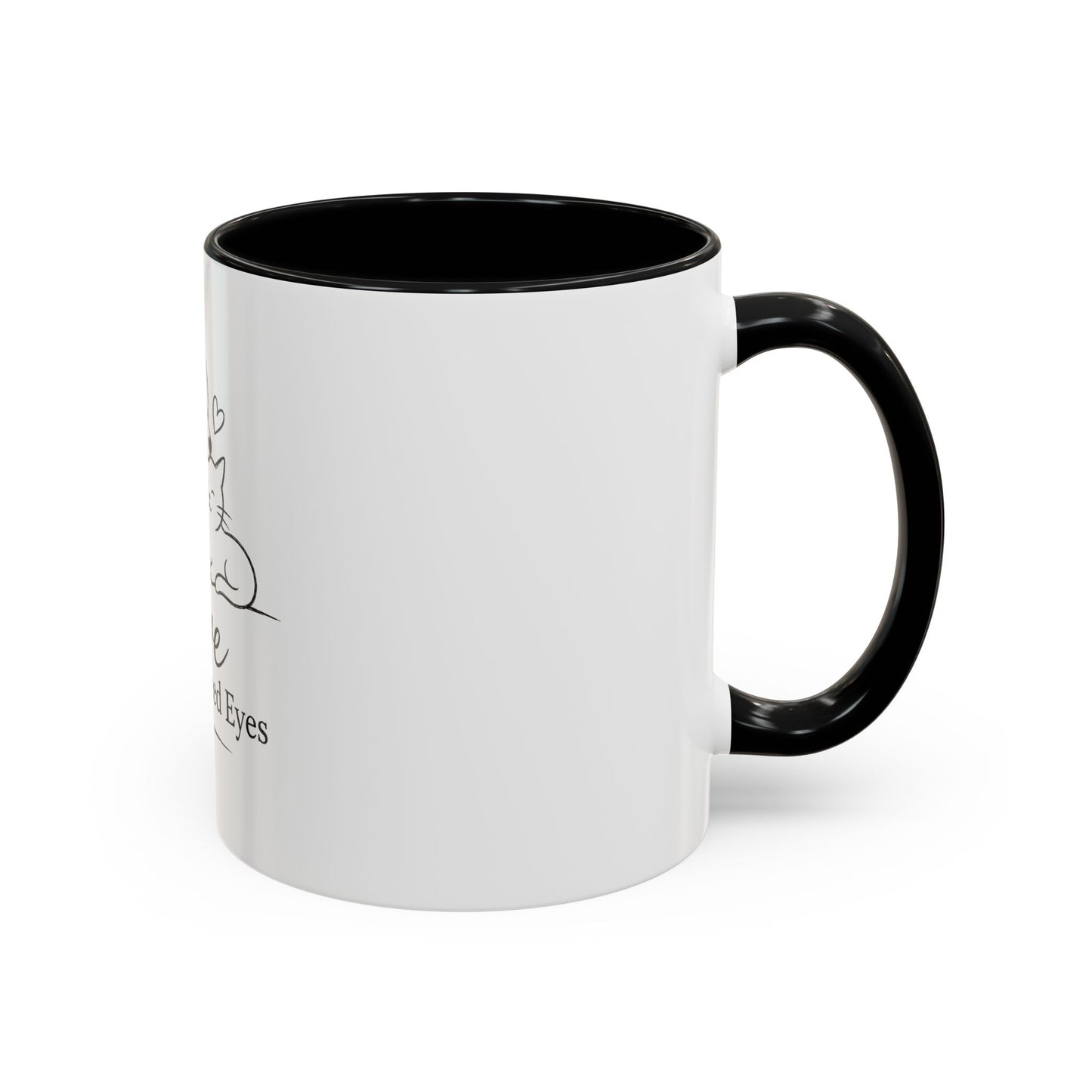Love Doesn't Need Eyes Mug | Cat and Dog Illustration Coffee Mug
