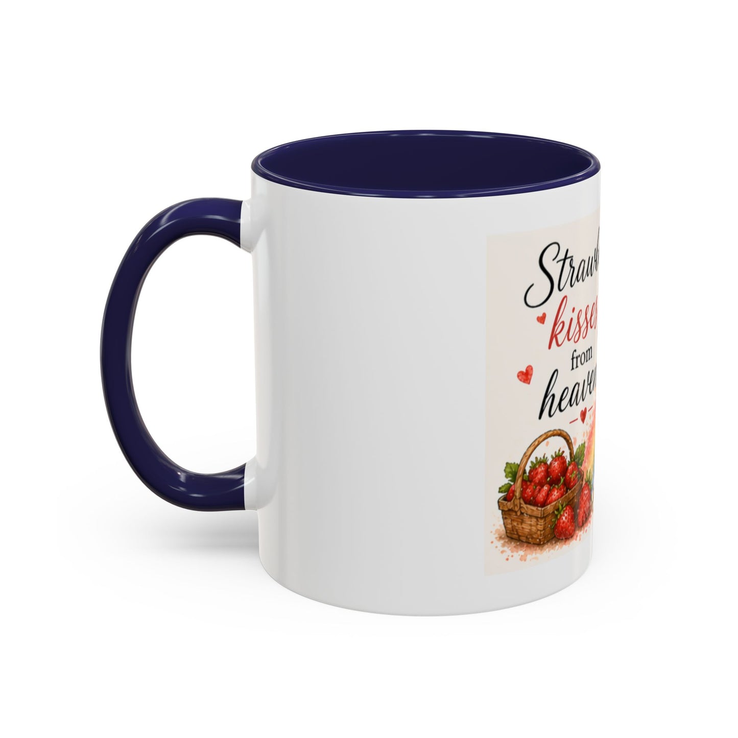 Strawberry Kisses From Heaven Accent Coffee Mug | Paw print, rainbow