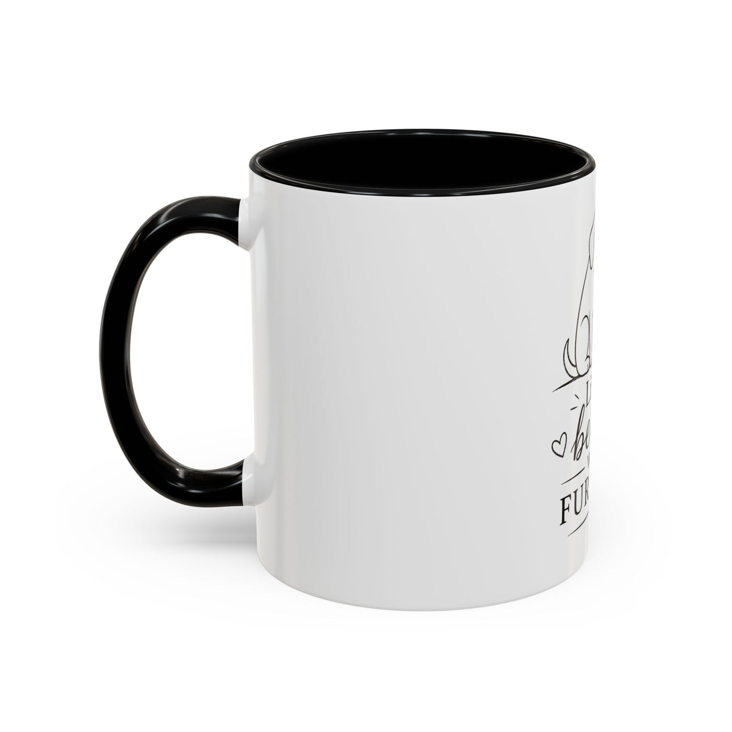 Life Is Better With Fur On It Mug | Cat and Dog Illustration Coffee Mug