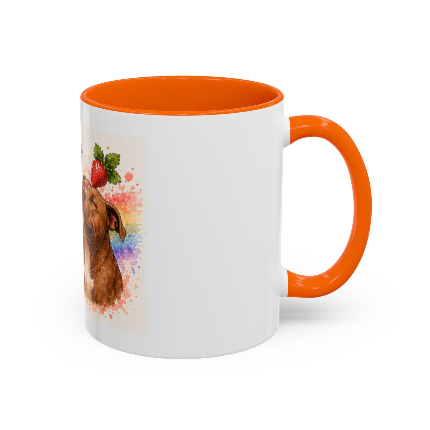 Strawberry Kisses From Heaven Accent Coffee Mug | Paw print, rainbow