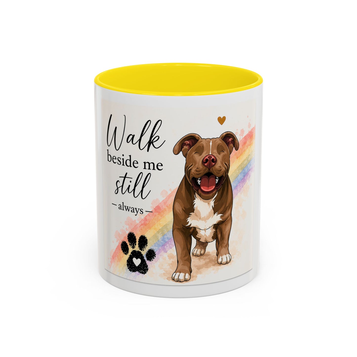 Jude - Walk Beside Me Accent Coffee Mug | Paw print, rainbow
