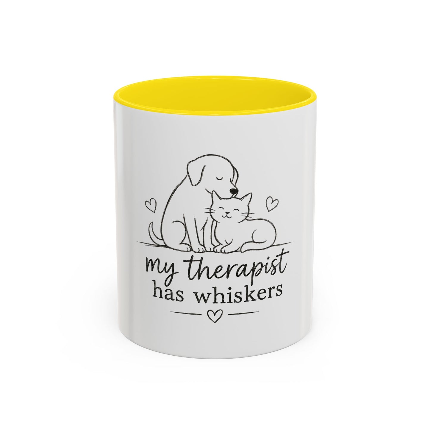 My Therapist Has Whiskers Mug | Cat and Dog Illustration Coffee Mug