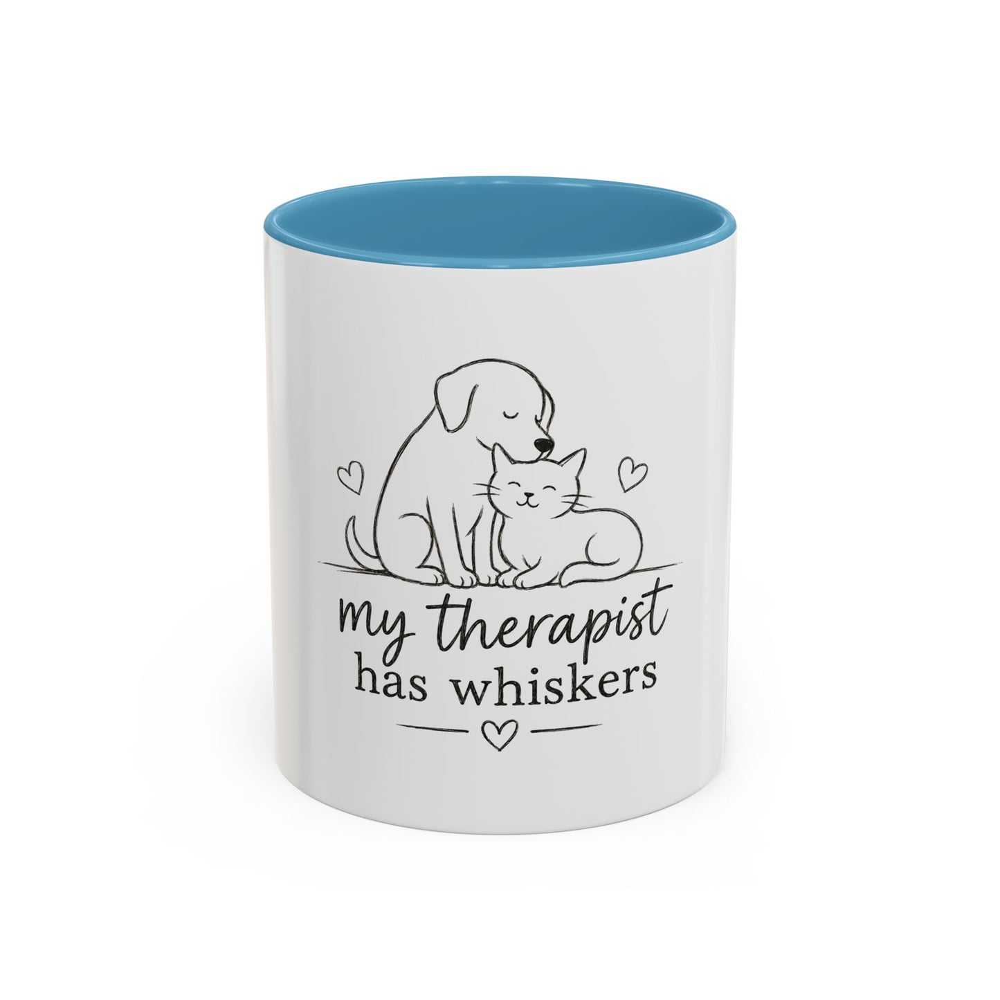 My Therapist Has Whiskers Mug | Cat and Dog Illustration Coffee Mug