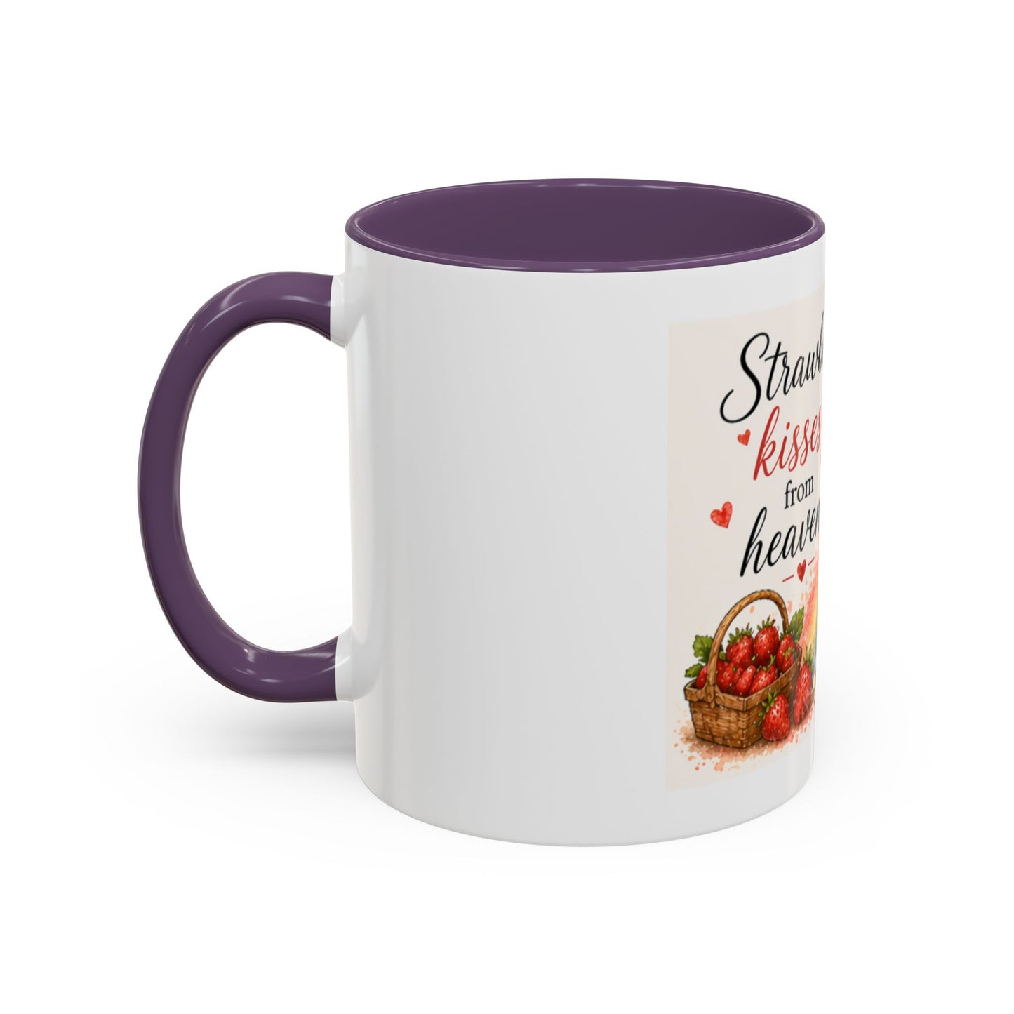 Strawberry Kisses From Heaven Accent Coffee Mug | Paw print, rainbow