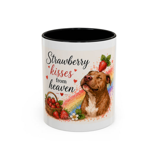 Strawberry Kisses From Heaven Accent Coffee Mug | Paw print, rainbow