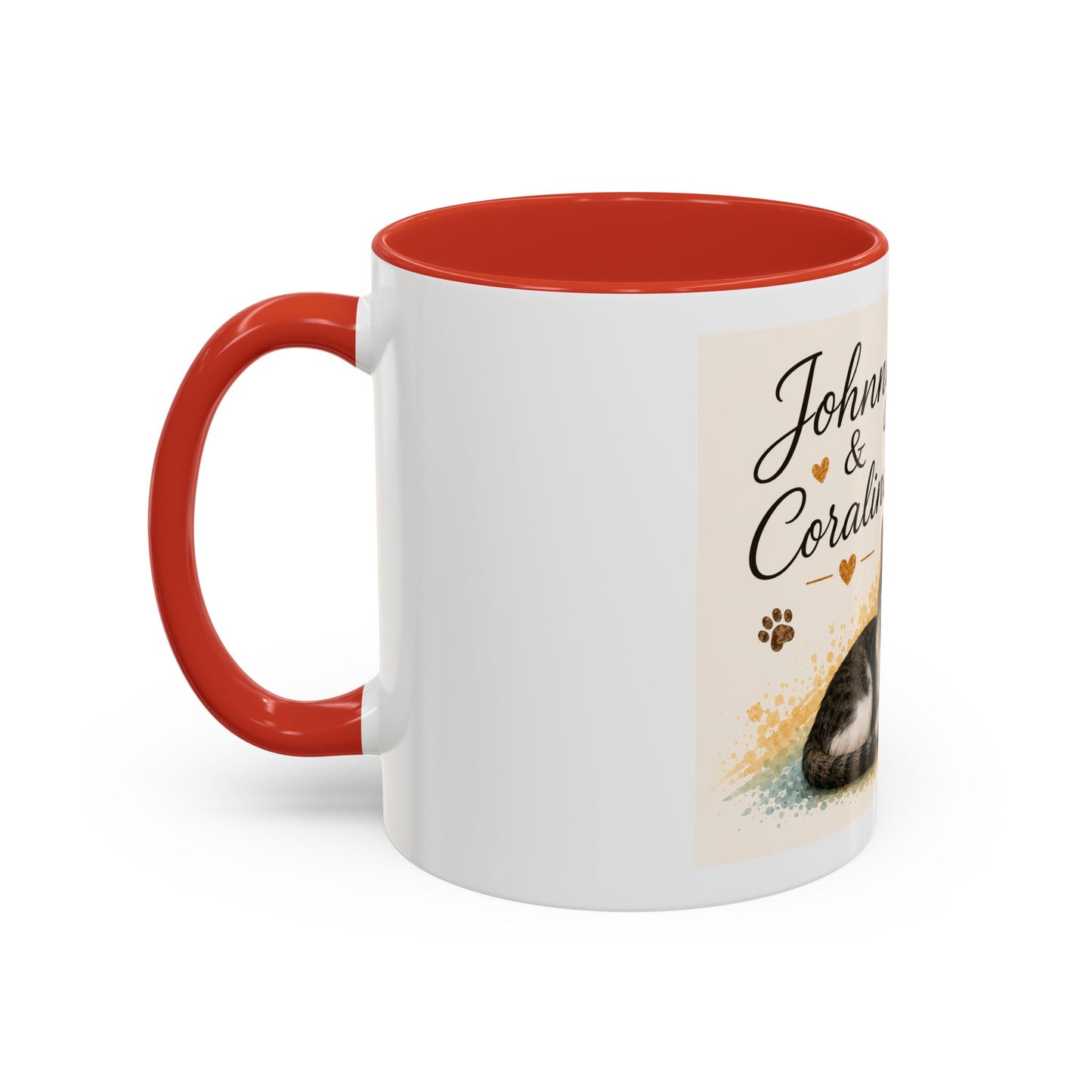 Johnny & Coraline Accent Coffee Mug | Paw print, rainbow