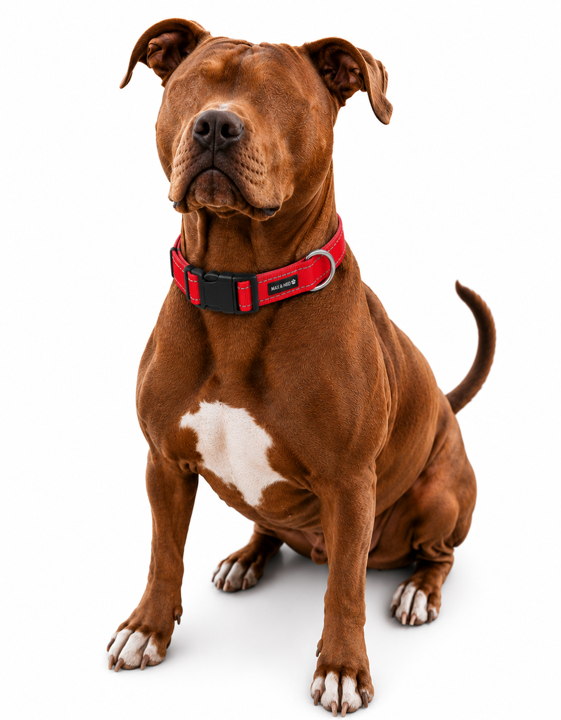 MEDIUM - Reflective Locking Dog Collar - RED