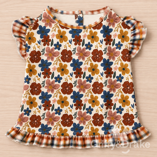 GRIFFY & DRAKE - "Fall Blooms" Ruffle Shirt