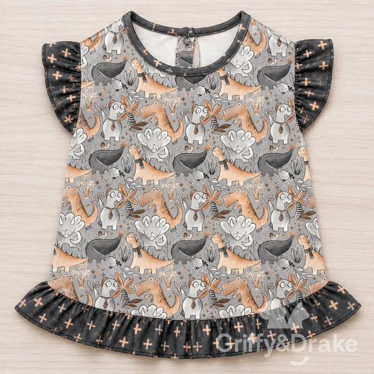 GRIFFY & DRAKE - "Jurassic Tails" Ruffle Shirt