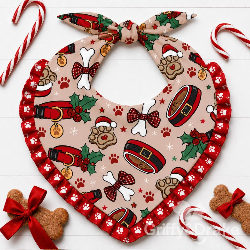 GRIFFY & DRAKE - "Paws for Santa" Ruffle Bandana