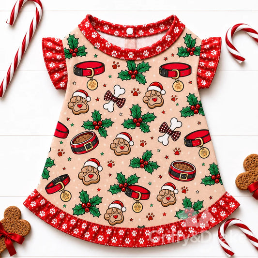 GRIFFY & DRAKE - "Paws for Santa" Ruffle Shirt